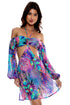 Luli Fama Jungle Fever Long Sleeve Cut Out Short Dress